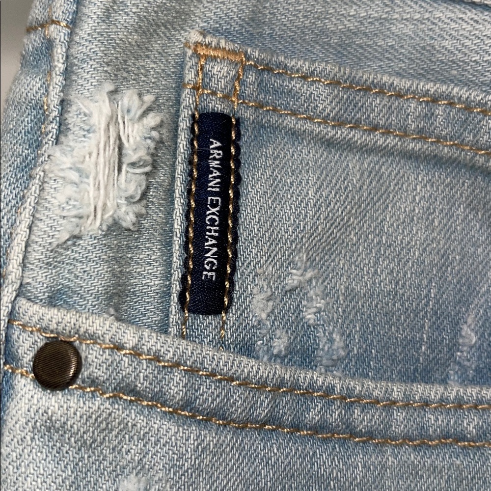 Armani Exchange Light Blue Distressed Slim 5 pocket Jeans NWT 30 x 33 30R - Picture 7 of 13